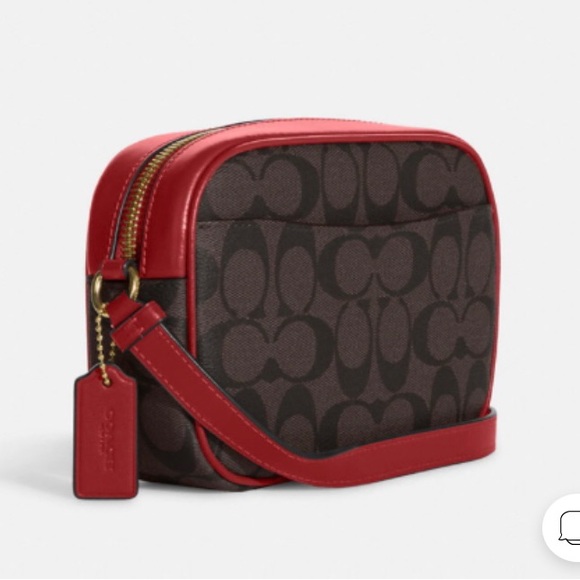 *SOLD* NWT COACH Mini Jamie Camera Bag In Signature Canvas, Gold/Brown 1941 Red - Picture 4 of 16